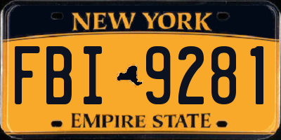 NY license plate FBI9281