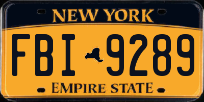 NY license plate FBI9289