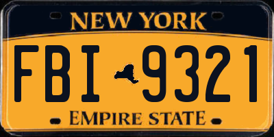 NY license plate FBI9321