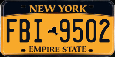NY license plate FBI9502