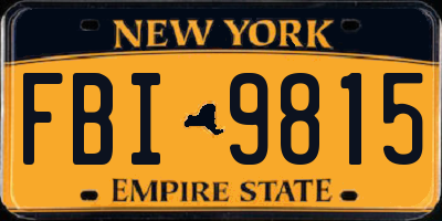 NY license plate FBI9815