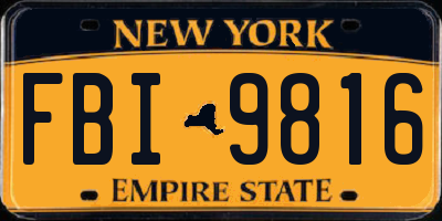 NY license plate FBI9816