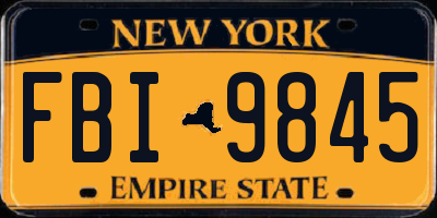 NY license plate FBI9845