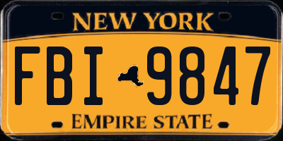 NY license plate FBI9847