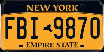 NY license plate FBI9870