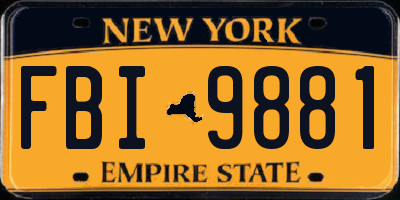 NY license plate FBI9881