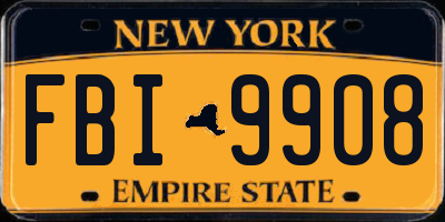 NY license plate FBI9908