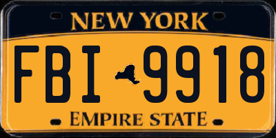 NY license plate FBI9918