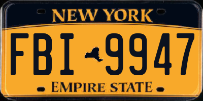 NY license plate FBI9947