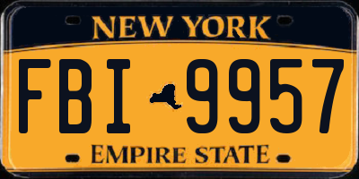 NY license plate FBI9957