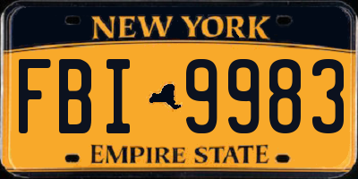 NY license plate FBI9983