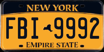 NY license plate FBI9992