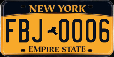 NY license plate FBJ0006