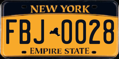 NY license plate FBJ0028