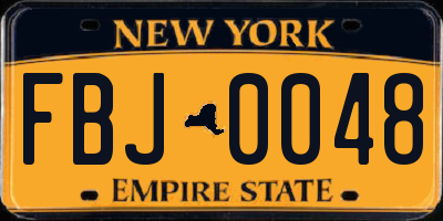 NY license plate FBJ0048