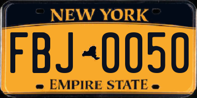 NY license plate FBJ0050