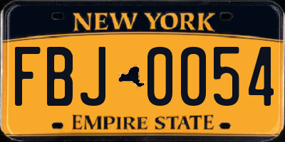 NY license plate FBJ0054