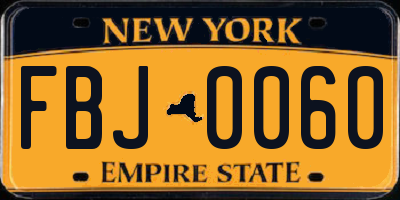 NY license plate FBJ0060