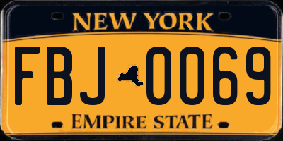 NY license plate FBJ0069