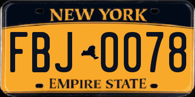 NY license plate FBJ0078