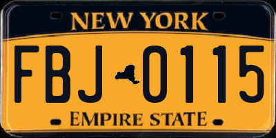 NY license plate FBJ0115