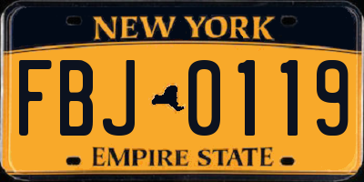 NY license plate FBJ0119