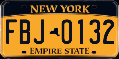 NY license plate FBJ0132