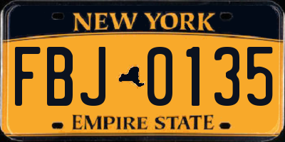 NY license plate FBJ0135