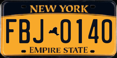 NY license plate FBJ0140