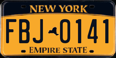 NY license plate FBJ0141