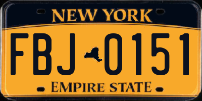 NY license plate FBJ0151