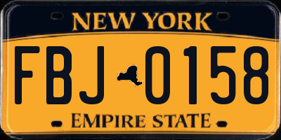 NY license plate FBJ0158