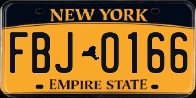 NY license plate FBJ0166