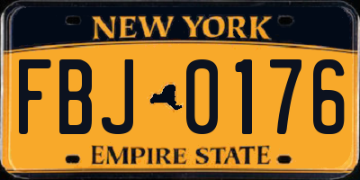 NY license plate FBJ0176