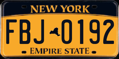 NY license plate FBJ0192