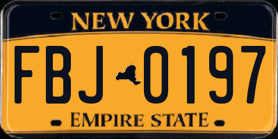 NY license plate FBJ0197