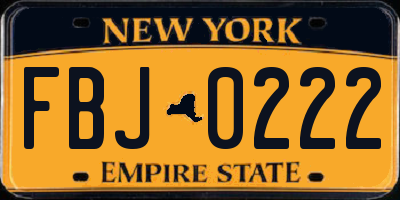 NY license plate FBJ0222
