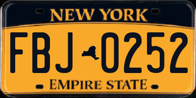 NY license plate FBJ0252