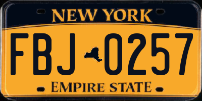 NY license plate FBJ0257