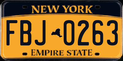 NY license plate FBJ0263