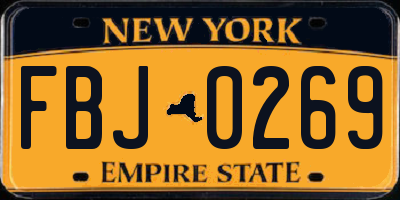 NY license plate FBJ0269