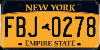 NY license plate FBJ0278