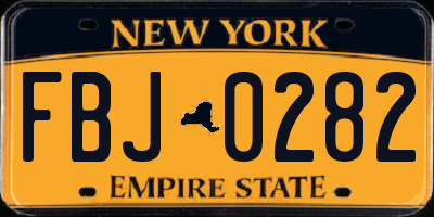 NY license plate FBJ0282