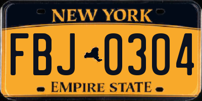 NY license plate FBJ0304