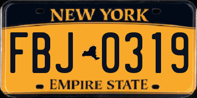 NY license plate FBJ0319
