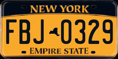 NY license plate FBJ0329