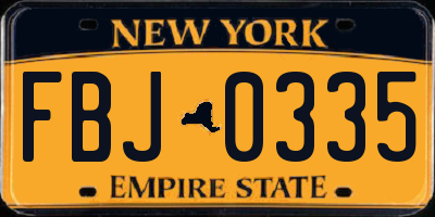 NY license plate FBJ0335