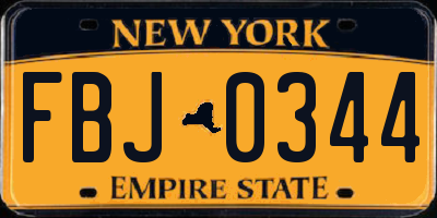 NY license plate FBJ0344