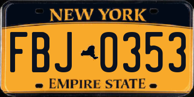 NY license plate FBJ0353
