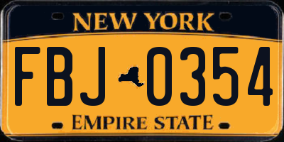 NY license plate FBJ0354